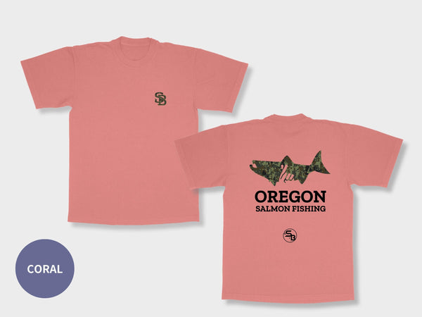 オレゴンフィッシングTシャツ 日本のストリートウェア 迷彩シャツ オーバーサイズTシャツ 釣り好きへのギフト 釣り好きのお父さんへのデジタル迷彩グラフィックシャツ